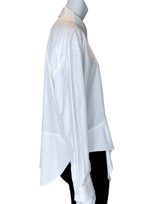 Balenciaga White Asymmetric Ruffle-Hem Shirt – Size IT 40 (US 6/8)