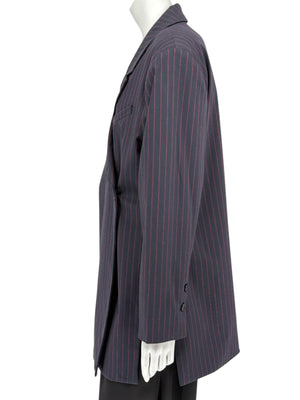 Ganni Navy Pinstripe Double-Breasted Blazer – Size M