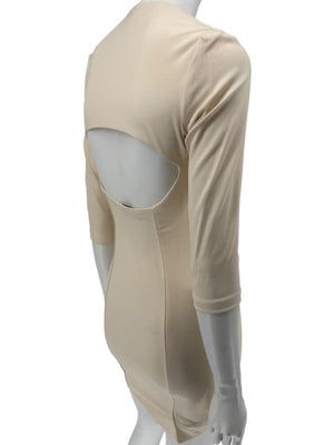 Pamella Roland Cream Bodycon Cut-Out Back Dress - Size 4