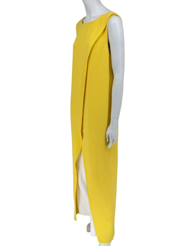 Pamella Roland Yellow Draped Overlay Jumpsuit – Large