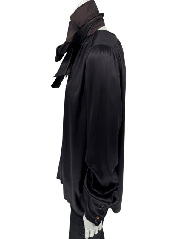 Etro Black Silk Bow-Neck Blouse – Size IT 46 (US 10)