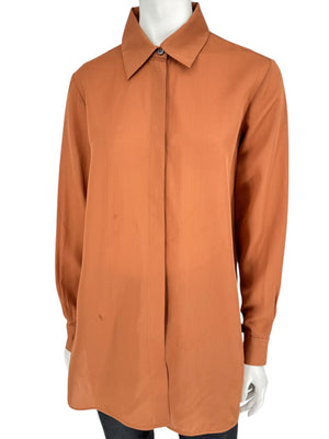 Derek Lam Rust Silk Long Shirt – Size 6 US / 42 IT / 38 FR