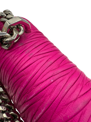 Alexander McQueen Women’s Fuchsia Pink Leather Knuckle Clutch Shoulder Bag