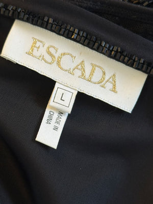 Escada Black Beaded Mesh Sleeveless Top – Size L