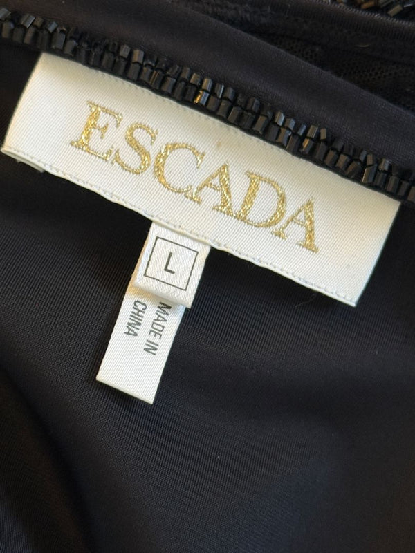Escada Black Beaded Mesh Sleeveless Top – Size L