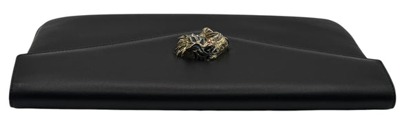 Gucci Rajah Leather Clutch in Black
