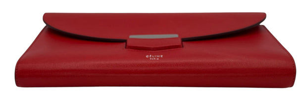 Celine Grained Calfskin Trotteur Clutch in Red