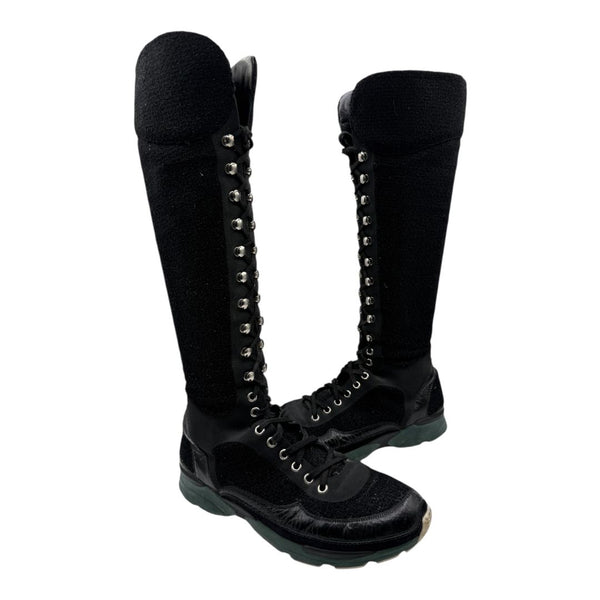 Chanel Mixed-Media High-Top Sneakers – Size 40