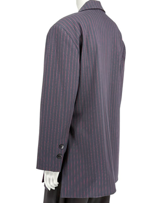 Ganni Navy Pinstripe Double-Breasted Blazer – Size M