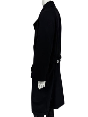 Pamella Roland Black Double-Breasted Grommet Detail Coat – Large