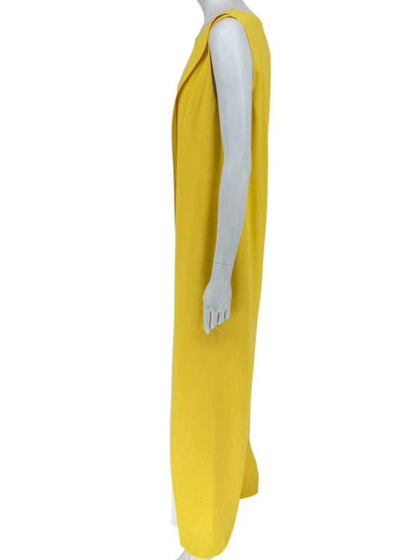 Pamella Roland Yellow Draped Overlay Jumpsuit – Large