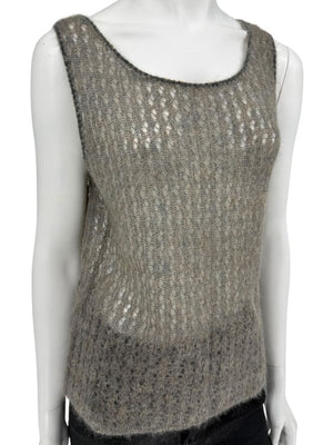 Linda Allard Ellen Tracy “Sage” Mohair Blend Open-Knit Tank – Size XL