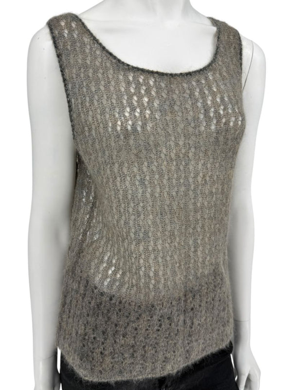 Linda Allard Ellen Tracy “Sage” Mohair Blend Open-Knit Tank – Size XL
