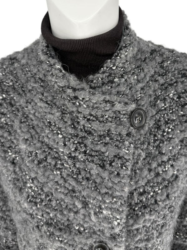 Armani Collezioni Gray Bouclé Knit Coat – Size 10