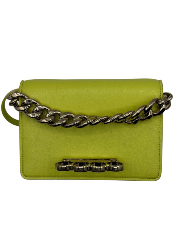 Alexander McQueen Women’s Lichen Green Leather Knuckle Mini Shoulder Bag
