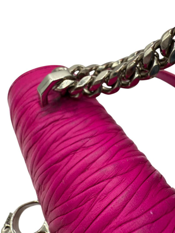 Alexander McQueen Women’s Fuchsia Pink Leather Knuckle Clutch Shoulder Bag