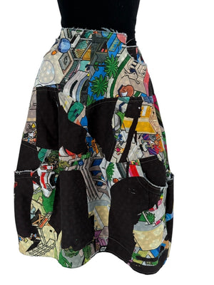 Comme des Garçons Printed Patchwork Skirt – Size XS - Made In Japan