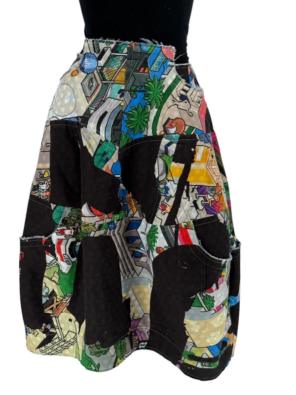 Comme des Garçons Printed Patchwork Skirt – Size XS - Made In Japan