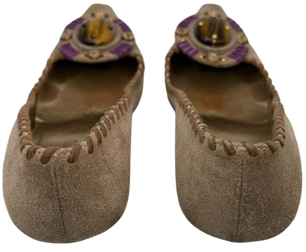 Prada Embellished Suede Peep-Toe Heels – Size 36 – Good Preowned Condition