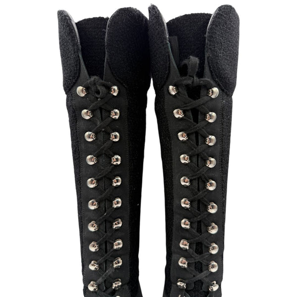 Chanel Mixed-Media High-Top Sneakers – Size 40