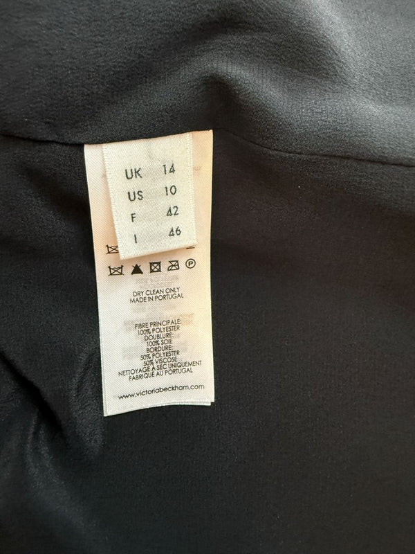 Victoria Victoria Beckham Black Flounce Hem Long Sleeve Dress – Size US 10