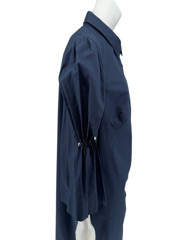 Lela Rose Navy Cotton Blend Puff Sleeve Shirt Dress – Size 12