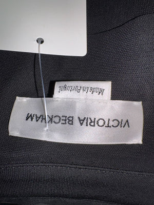 Victoria Beckham Black Blouse with Leather Trim – Size US 10 / UK 14