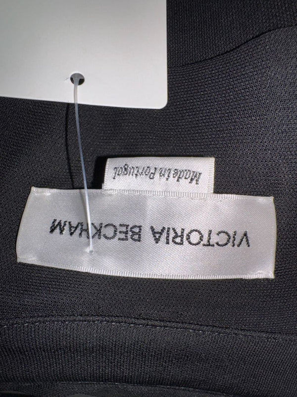 Victoria Beckham Black Blouse with Leather Trim – Size US 10 / UK 14