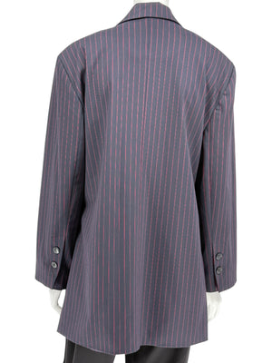 Ganni Navy Pinstripe Double-Breasted Blazer – Size M