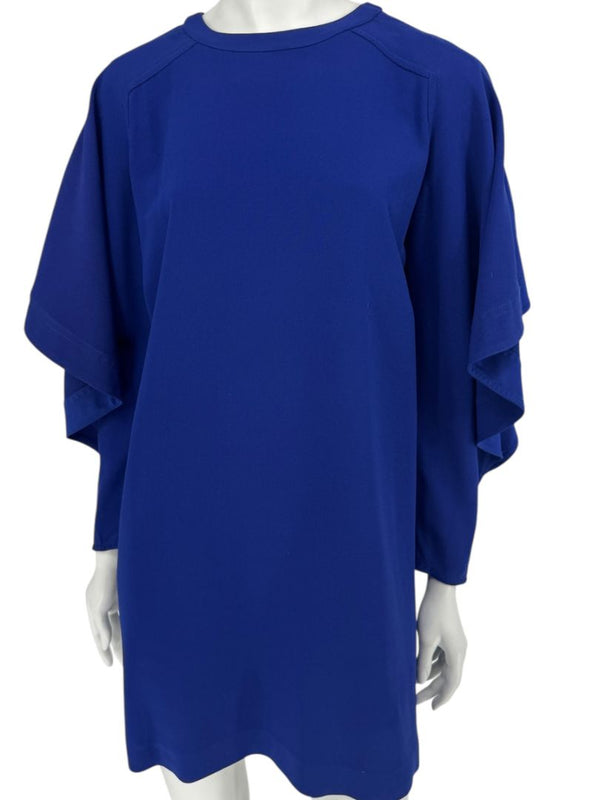 Pamella Roland Cobalt Blue Cape Sleeve Shift Dress – Large