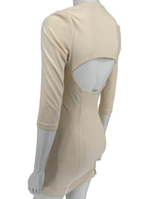 Pamella Roland Cream Bodycon Cut-Out Back Dress - Size 4