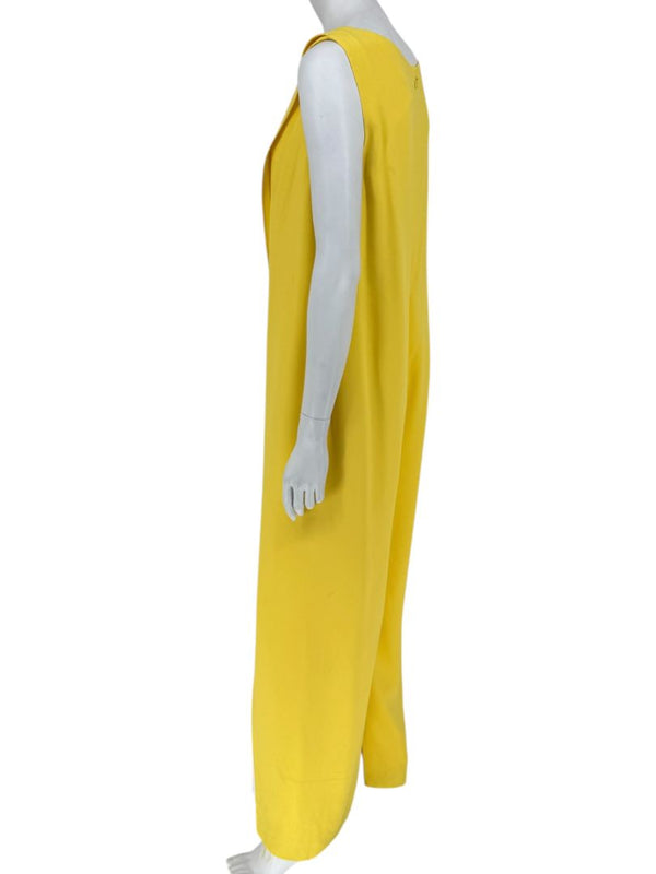 Pamella Roland Yellow Draped Overlay Jumpsuit – Large