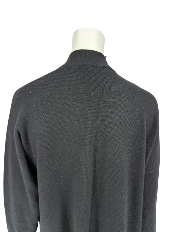 Zoran Black 100% Cashmere Long Open Cardigan Coat – One Size (Fits Like M/L)