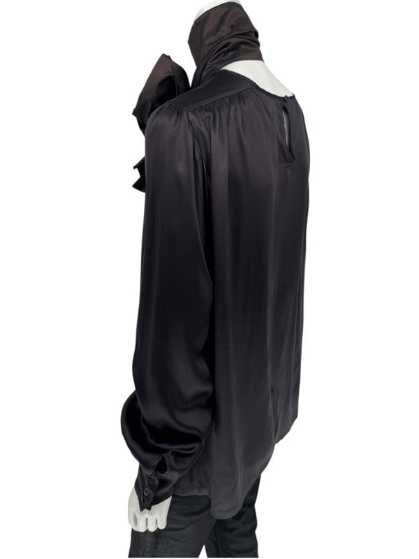 Etro Black Silk Bow-Neck Blouse – Size IT 46 (US 10)