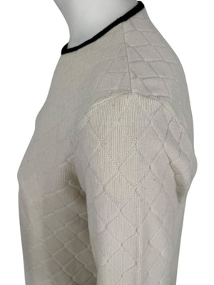 Chanel Ivory Quilted CC Logo Sweater – Size 42 (FR)