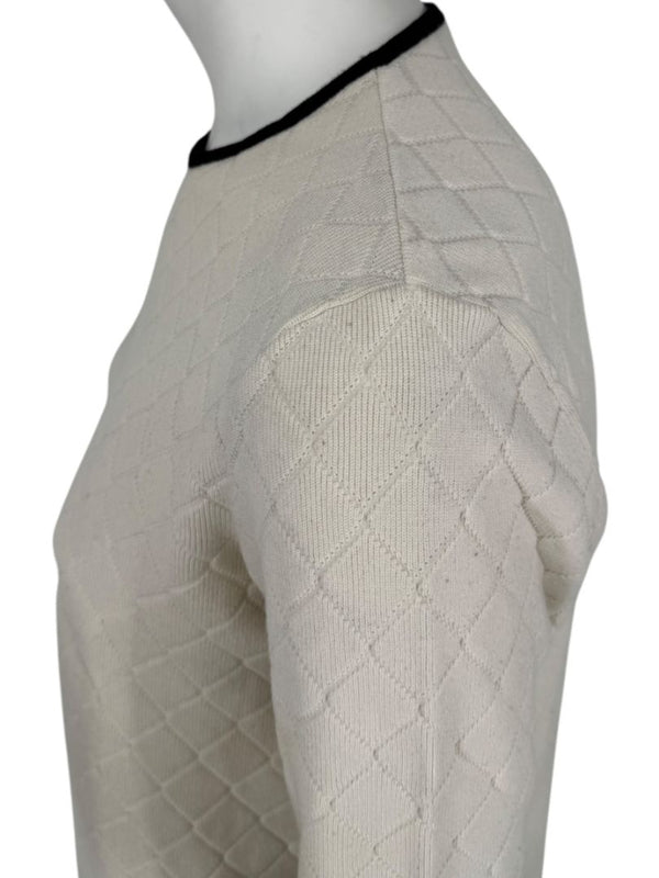 Chanel Ivory Quilted CC Logo Sweater – Size 42 (FR)