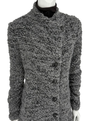 Armani Collezioni Gray Bouclé Knit Coat – Size 10
