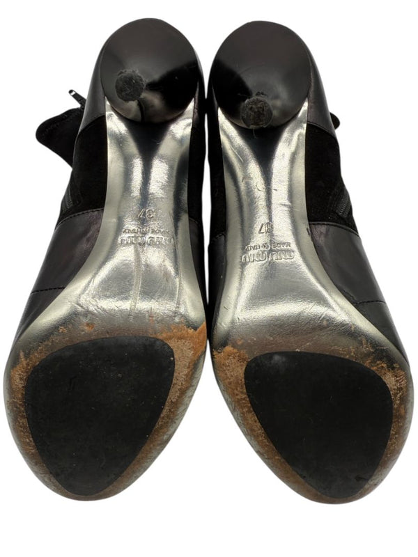 Miu Miu Women’s Black Leather & Suede Ankle Boots – Size 37