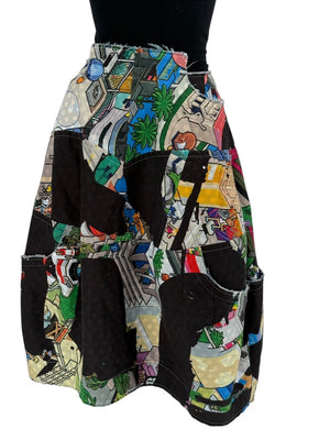 Comme des Garçons Printed Patchwork Skirt – Size XS - Made In Japan