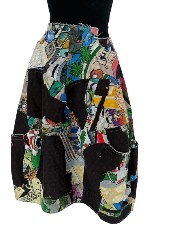 Comme des Garçons Printed Patchwork Skirt – Size XS - Made In Japan
