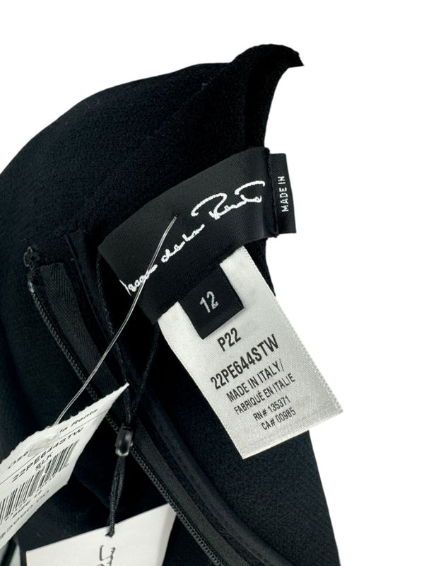 Oscar de la Renta Black Floral Cuff Mini Dress – Size 12 – NWT