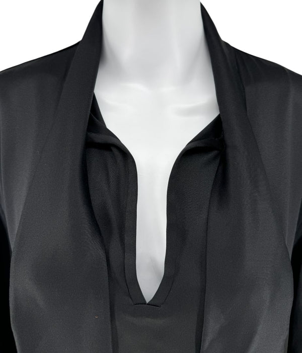 Jil Sander Silk Tie-Neck Blouse in Black – Size 34