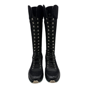 Chanel Mixed-Media High-Top Sneakers – Size 40