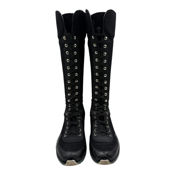 Chanel Mixed-Media High-Top Sneakers – Size 40