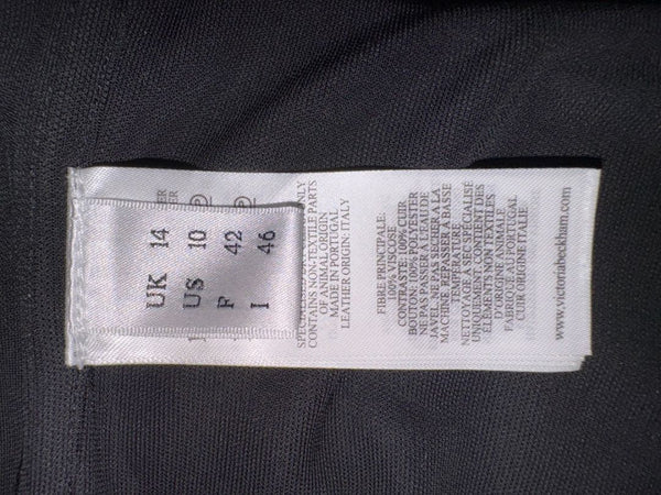 Victoria Beckham Black Blouse with Leather Trim – Size US 10 / UK 14