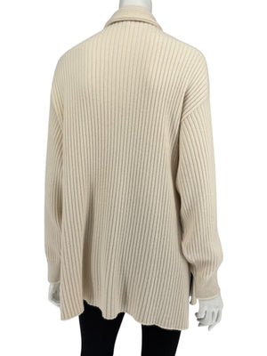 Loro Piana Beige Baby Cashmere Ribbed Open Cardigan – Size S