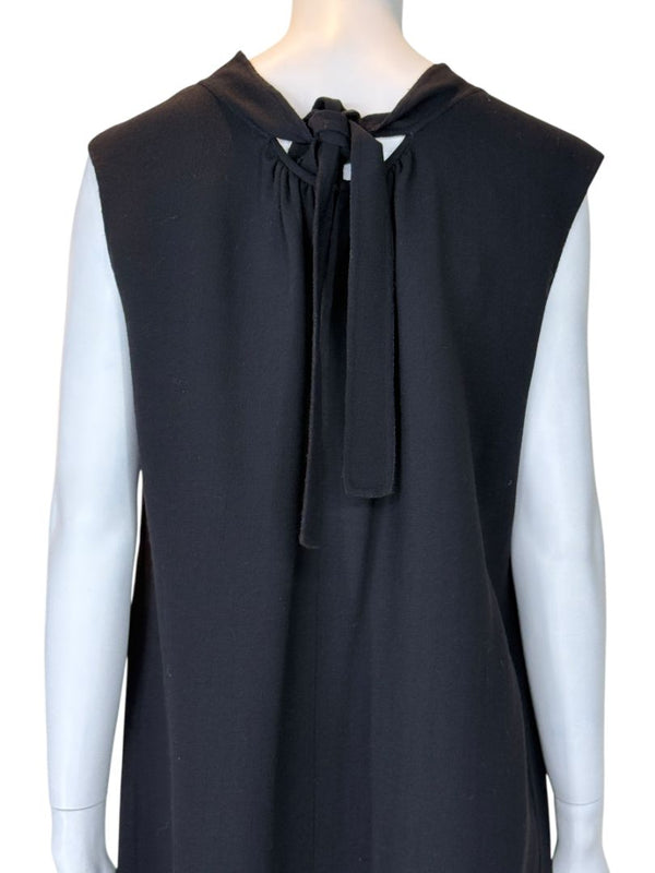 Pamella Roland Black Sleeveless Shift Dress with Back Bow Detail – Large