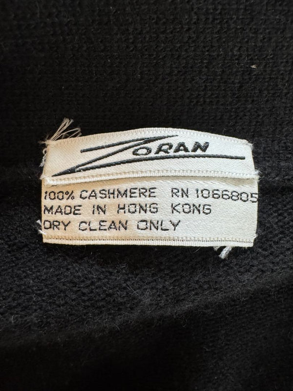 Zoran Black 100% Cashmere Long Open Cardigan Coat – One Size (Fits Like M/L)