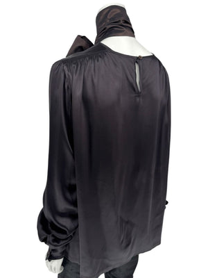 Etro Black Silk Bow-Neck Blouse – Size IT 46 (US 10)