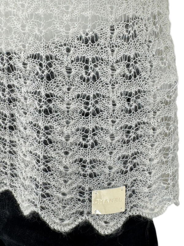 Chanel Ivory Mohair Lace Sleeveless Top – Size 42 (FR)